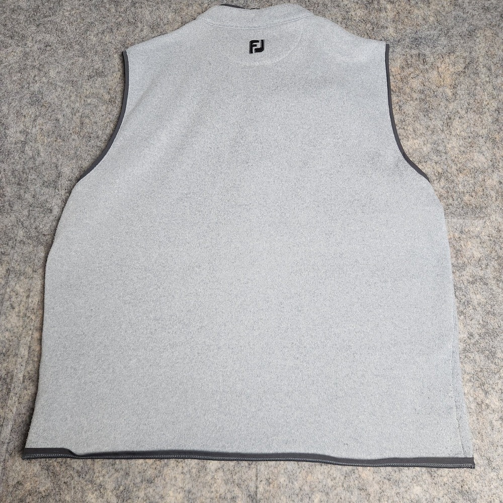 FootJoy Fleece Golf Vest Men XL 1/4 Zip Grey Black Trim Sleeveless Performance - Picture 2 of 8